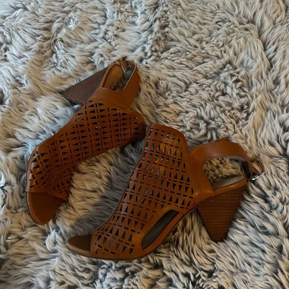Vince Camuto Tan Cutout Wedge Heels